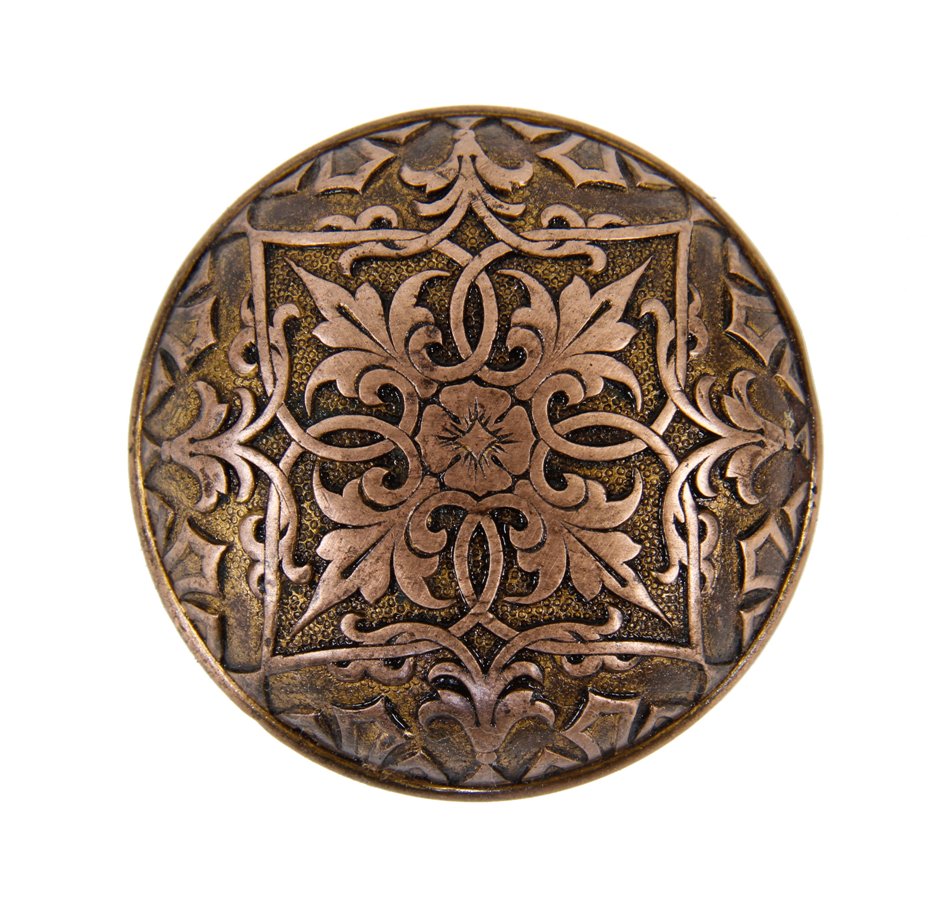 finely cast c. 1869-71 american high victorian ornamental cast bronze passage size banded rim doorknob with palmette border and centrally located rosette
