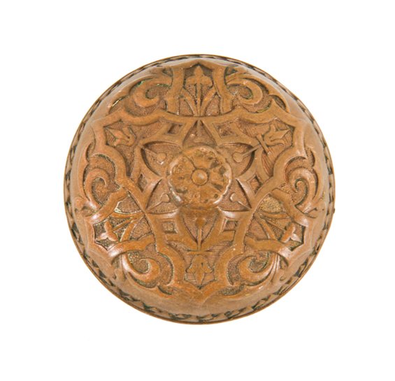 antique american ornamental cast bronze victorian era residential banded rim doorknob with raised floral rosette center