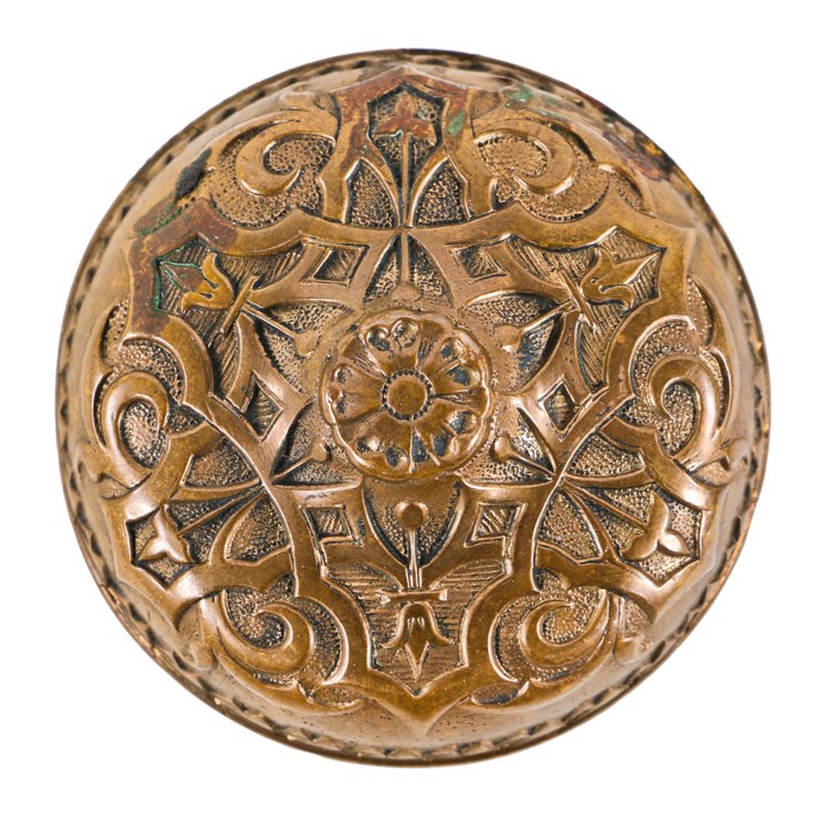 visually striking all original and intact banded rim ornamented cast bronze entrance size 