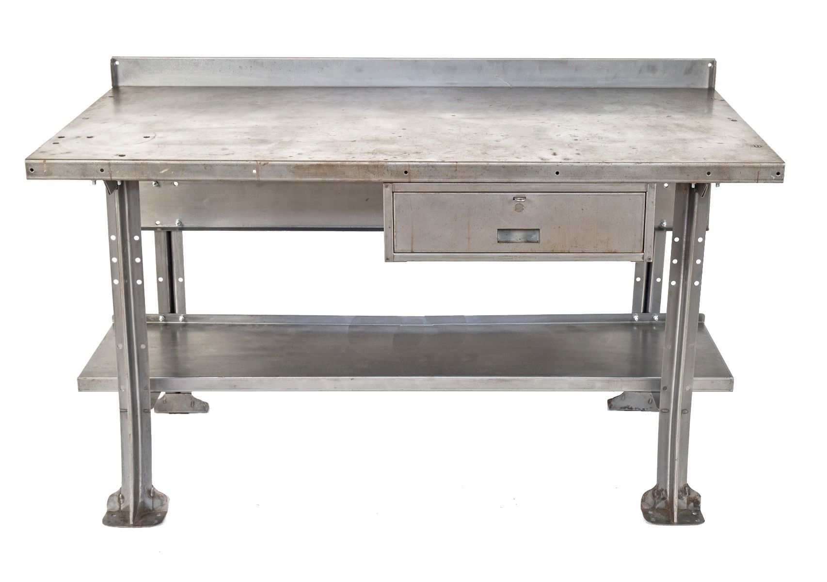 refinished pressed and folded antique american industrial pollard or lyon salvaged chicago workbench