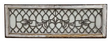 original early 20th century antique american fully beveled glass residential transom window with central floral motif original chicago