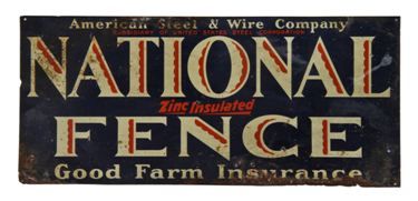 original remarkable late 1920's polychrome enameled tin lithographed national fence advertising sign