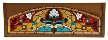 magnificent 19th century leaded art glass residential transom window with beveled cut glass and faceted jewels