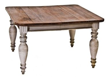 exceptional and intact late 19th century country-style walnut wood top kitchen table with heavy baluster and ring turned legs