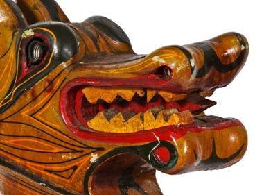 exceptional one of a kind largely intact c. 1920's hand-painted polychromatic american figural "chinese dragon" amusement park ride folk art artifact	