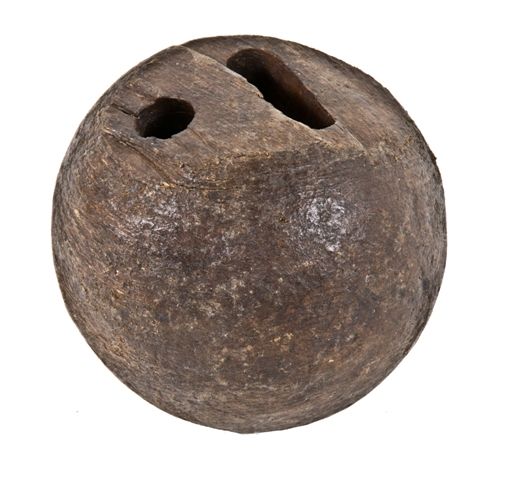 original and unique late 19th century salvaged antique american victorian era lignum vitae wood bowling ball 