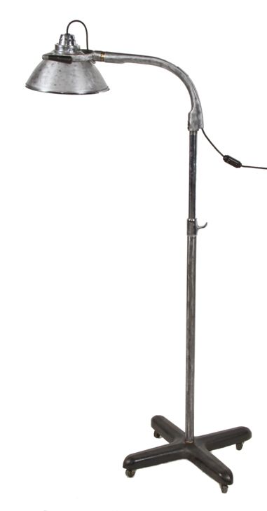 original and intact late 1940's vintage medical michael reese hospital examination room floor lamp 