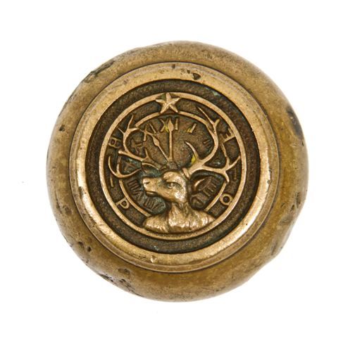 c. 1910-20 antique american ornamental cast bronze figural "elks" fraternal lodge doorknob