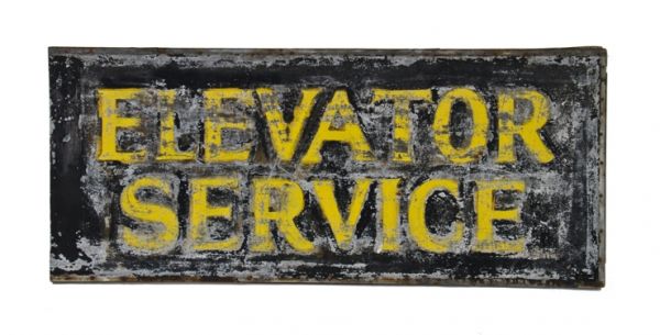 very unique c. 1910-20 vintage american single-sided "elevator service" hand-painted trade sign 
