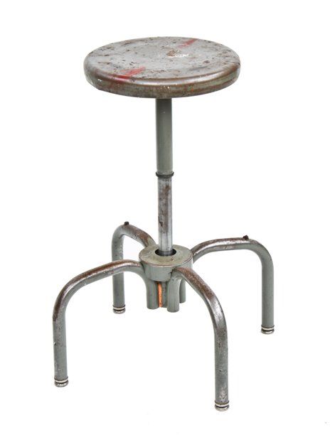 original c. 1950's vintage industrial adjustable height telescoping "adjustrite" factory stool