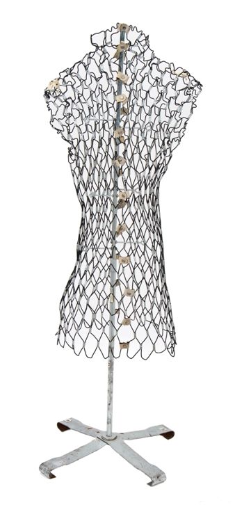 original c. 20th century american vintage freestanding "my double" fully adjustable metal mesh dress form 