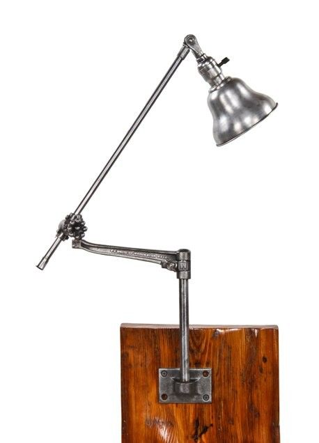 Completely Refinished Intact Early 20th, White Wall Mounted Desk Lamp