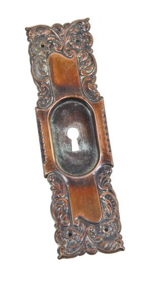 early 20th century american art nouveau style "eulalia" pattern wrought brass single pocket door backplate