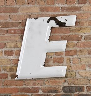 original american c. 1950's industrial exterior single-sided white porcelain enameled pressed steel goodyear tire store letter sign