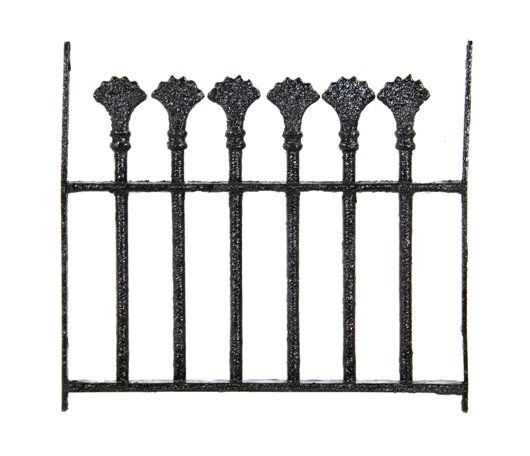small 19th century american exterior ornamental wrought iron residential window guard with uniform black enameled finish 