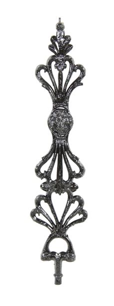 striking original c. late 19th century fanciful black enameled cast iron exterior residential stair baluster with figural lion medallion 