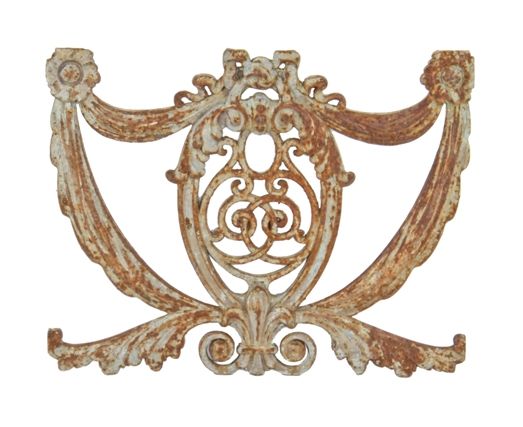 original c. 1925 american ornamental cast iron new palace theater baluster panel with old weathered paint finish