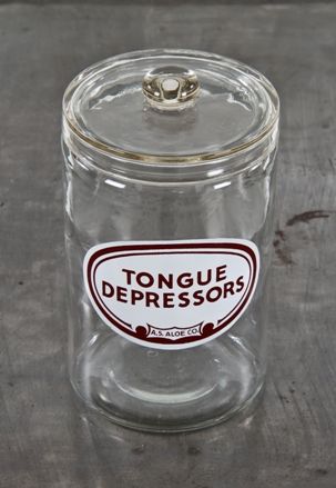 Vintage glass Doctor\u2019s thermometer jar