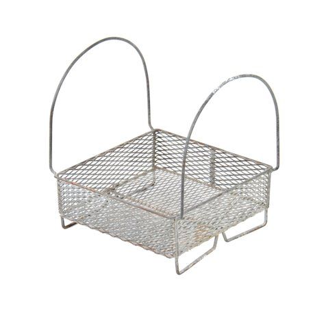intact american industrial galvanized steel mesh single compartment portable basket with oversized bent steel rod handles 