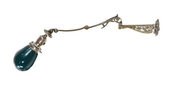 late 19th or early 20th century heavily ornamented antique american industrial nickel-plated cast brass articulating arm jeweler's wall lamp