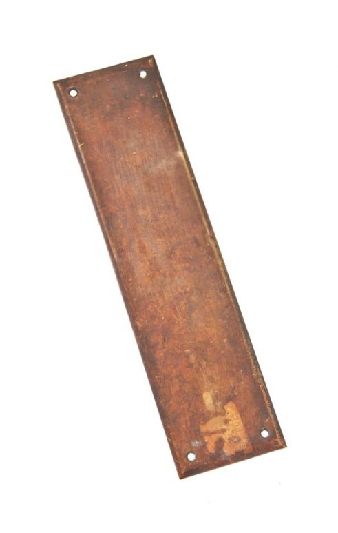 original early 20th century antique american solid cast bronze single-sided interior residential swinging door push plate with nicely aged surface patina