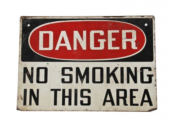 vintage american industrial c. 1940's "no smoking" baked enameled die cut steel general electric oversized factory sign 
