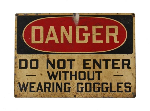 original early 1940's vintage american industrial j. w. stonehouse-designed "do not enter" factory machine shop cautionary or danger sign