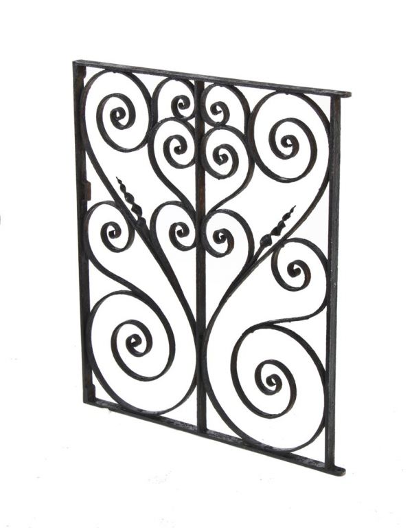 c. late 19th century original american victorian era black enameled ornamental wrought iron chicago greystone exterior window guard