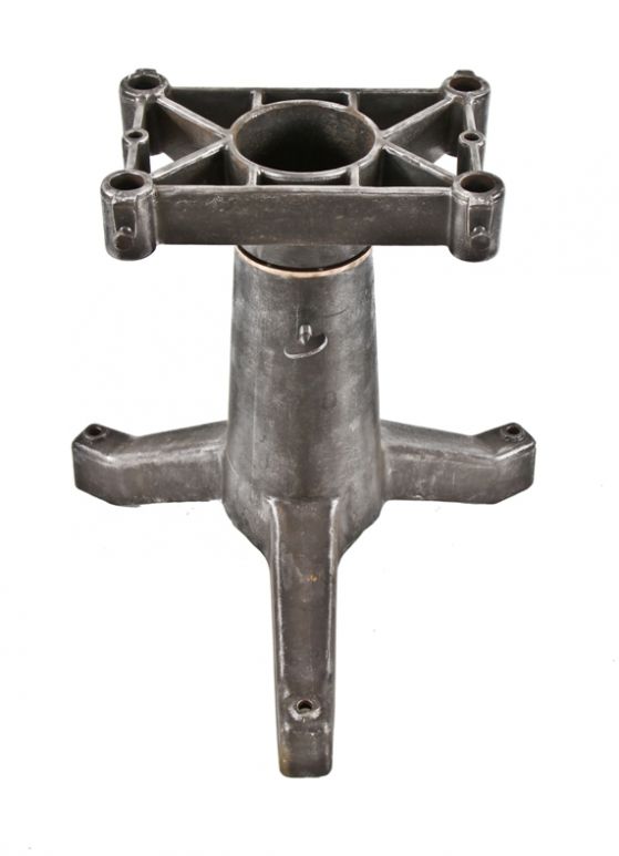 outstanding early 20th century vintage american industrial heavily reinforced cast iron three-drilled factory machine base with rotating segmented deck