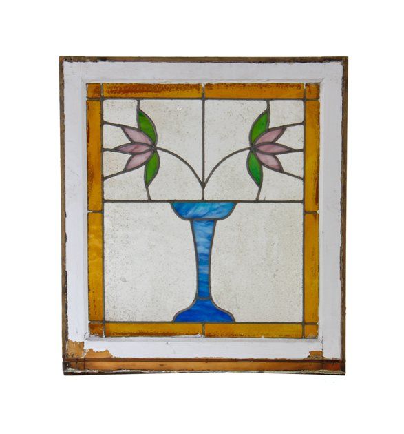 antique american arts & crafts or craftsman style interior residential leaded art glass chicago bungalow window 