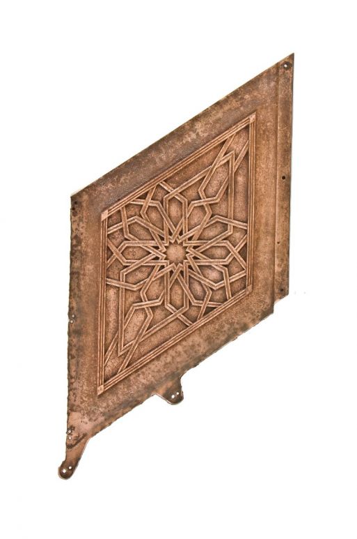 historically important original 19th century single-sided john root-designed rookery building "wainscot" copper-plated iron staircase panel 