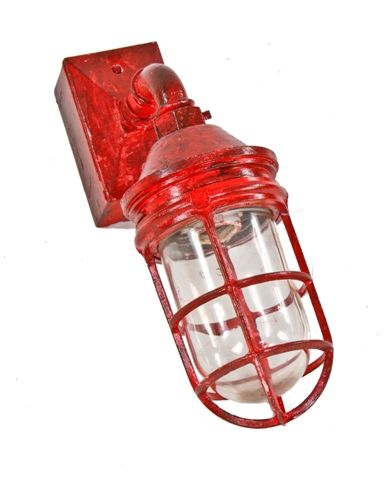 fully functional vintage american industrial wall-mount buffalo grain elevator "explosion proof" wall sconce with red paint finish