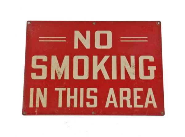 original late 1930's american depression era die cut steel baked enameled "no smoking" general electric factory sign
