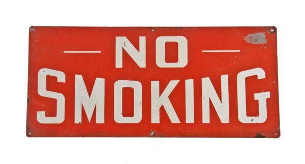 c. 1940's original american industrial single-sided die cut steel general electric factory cherry red enameled "no smoking" notification sign
