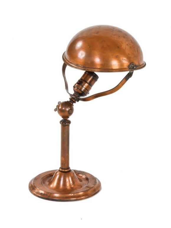 highly sought after original early 1920's patented antique american industrial faries adjustable copper-plated task lamp with swivel socket