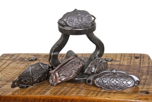 small assortment of late 19th and early 20th century american ornamental cast iron furniture cabinet drawer or bin pulls