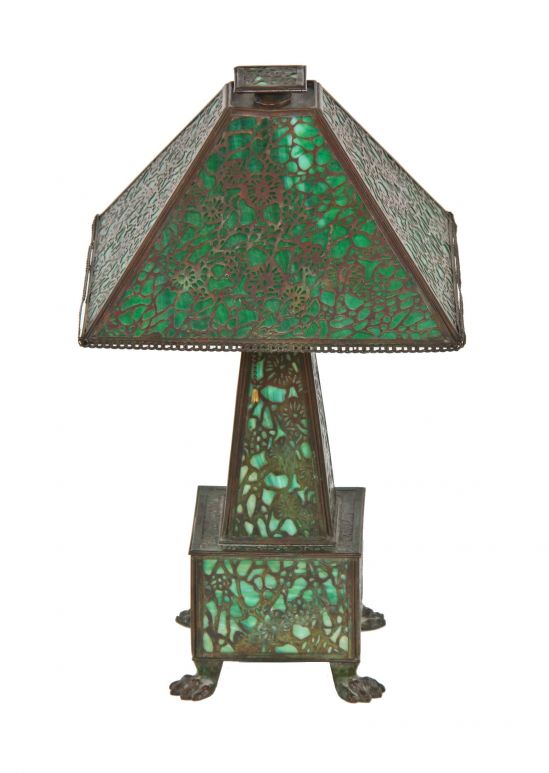 Apollo Studios Art Glass Table Or Desk Lamp, Vintage Slag Table Lamp
