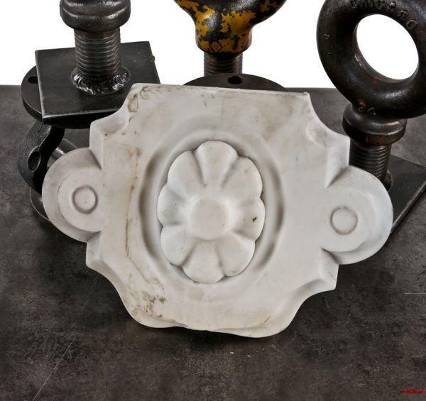 original and remarkably intact c. 1870's american victorian era antique salvaged chicago interior residential white "alabama" carved fireplace mantel marble keystone with centrally located rosette