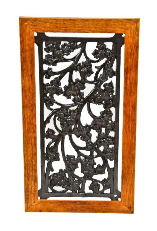 late 19th century original antique american ornamental cast iron fisher building elevator panel with intricate allover leafage