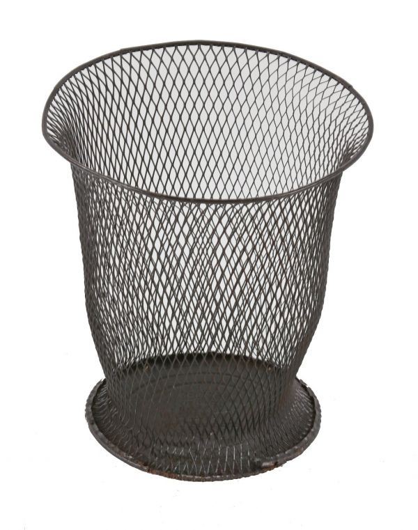 original oversized early 20th century antique american nemco expanded  metal mesh factory office trash or garbage can