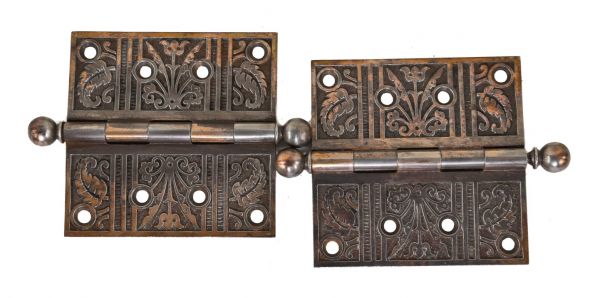 19th century antique american loose pin residential ornamental cast iron door hinges from a chicago graystone