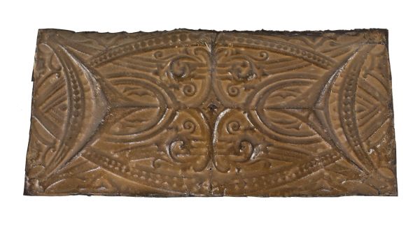 original lightweight early 20th century antique american ornamental "sullivanesque" style embossed or stamped interior commercial building tin ceiling panel