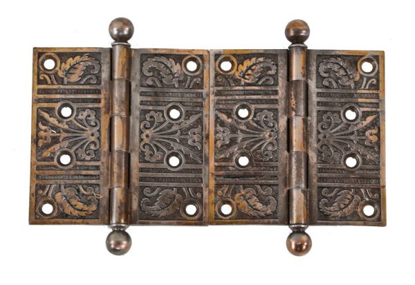 two loose pin 19th century original and intact american ornamental cast iron interior residential passage door hinges with ball finials 