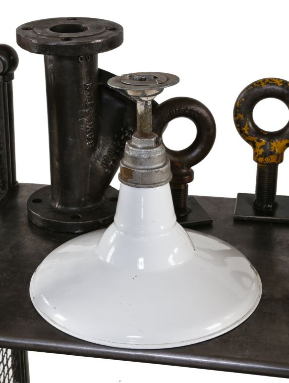 c. 1930's american industrial single "flat cone type" white porcelain enameled benjamin industrial incandescent fixture 