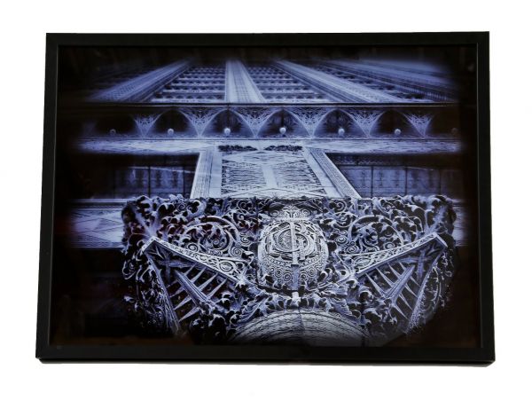 limited edition large format digital print entitled "guaranty" with black enameled custom-built wood frame with clear plate glass