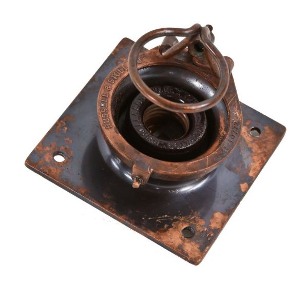 original and intact rewired american industrial new york city subway underground station cast bronze ceiling light