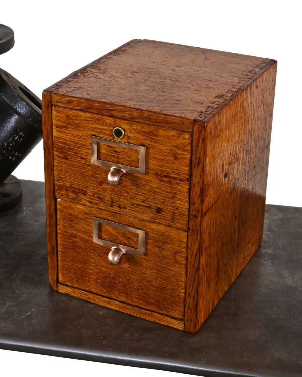 10 drawer label pull holders for Antique oak Card Oak File Industrial Cabinet 
