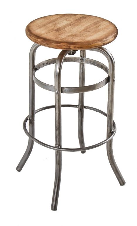 c. 1930's original four-legged stationary american art deco style bent tubular steel stationary bar stool with chrome plated finish