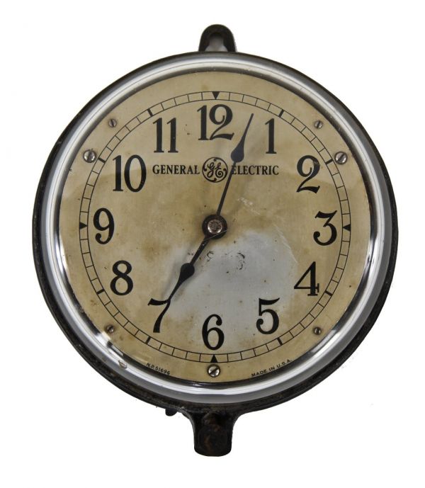 original early 20th century heavily reinforced diminutive "explosion proof" wall-mount paint factory glass encased analog clock with thick glass cover