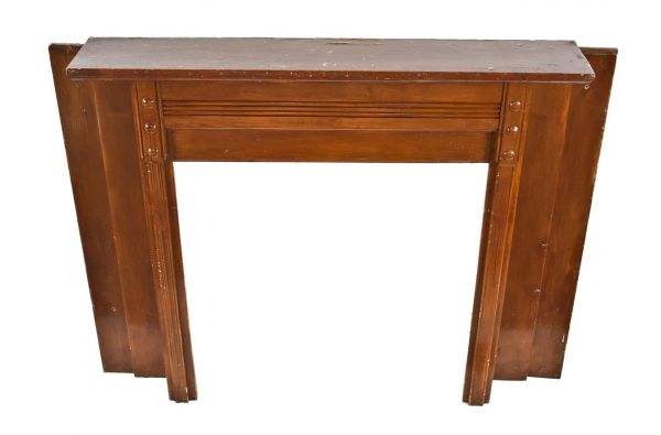 original and intact late 19th century solid white oak wood interior residential fireplace half mantel with large opening